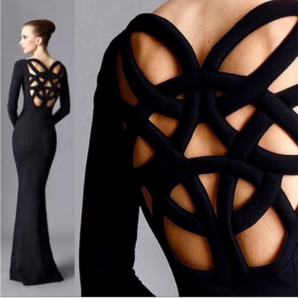 Chiara Boni La Petite Robe Black Cage Back Gown Maxi Dress in Size 38